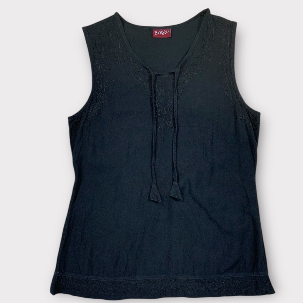 Women’s Braja  Boho Tie Back Sleeveless Tank Blouse Size Medium #043